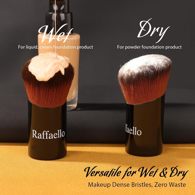 Raffaello Angled Kabuki Brush for Foundation – Ultra-Soft Dense Bristles, Flat Top Makeup Brush for Liquid, Cream & Powder, Seamless Blend, Wet & Dry Use, Zero Waste - Image 3